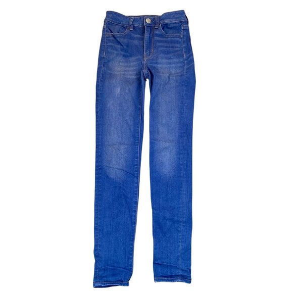American Eagle Outfitters Womens Jeans 00 High Rise Jegging Straight Blue Denim - Picture 1 of 16